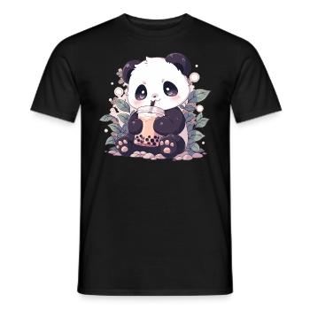 Kawaii Panda trinkt Boba Bubble Tea Chibi - Männer T-Shirt - Schwarz - Vorne - AI Model Male 178 light (178cm)