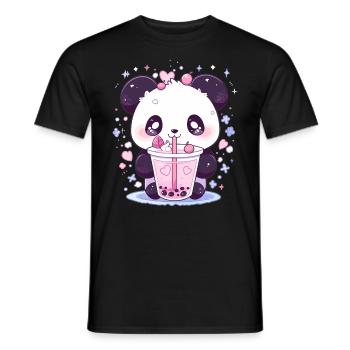 Kawaii Panda trinkt Boba Bubble Tea Chibi - Männer T-Shirt - Schwarz - Vorne - AI Model Male 178 light (178cm)