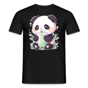 Kawaii Panda trinkt Boba Bubble Tea Chibi - Männer T-Shirt - Schwarz - Vorne - AI Model Male 178 light (178cm)