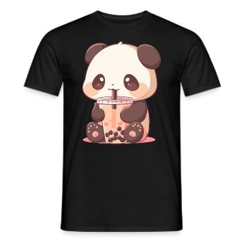 Kawaii Panda trinkt Boba Bubble Tea Chibi - Männer T-Shirt - Schwarz - Vorne - AI Model Male 178 light (178cm)
