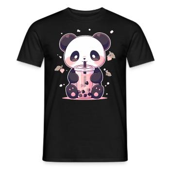 Kawaii Panda trinkt Boba Bubble Tea Chibi - Männer T-Shirt - Schwarz - Vorne - AI Model Male 178 light (178cm)