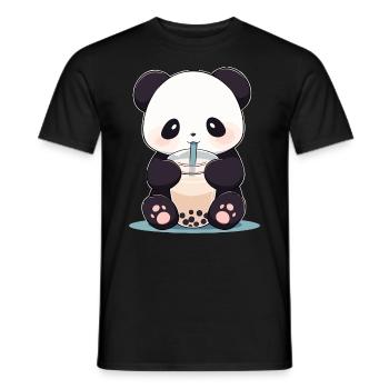 Kawaii Panda trinkt Boba Bubble Tea Chibi - Männer T-Shirt - Schwarz - Vorne - AI Model Male 178 light (178cm)