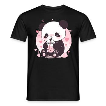 Kawaii Panda trinkt Boba Bubble Tea Chibi - Männer T-Shirt - Schwarz - Vorne - AI Model Male 178 light (178cm)