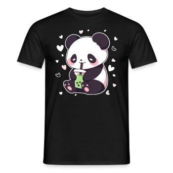 Kawaii Panda trinkt Boba Bubble Tea Chibi - Männer T-Shirt - Schwarz - Vorne - AI Model Male 178 light (178cm)