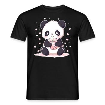 Kawaii Panda trinkt Boba Bubble Tea Chibi - Männer T-Shirt - Schwarz - Vorne - AI Model Male 178 light (178cm)