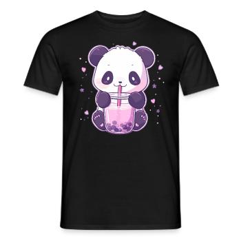 Kawaii Panda trinkt Boba Bubble Tea Chibi - Männer T-Shirt - Schwarz - Vorne - AI Model Male 178 light (178cm)