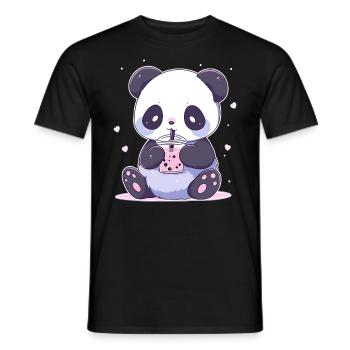 Kawaii Panda trinkt Boba Bubble Tea Chibi - Männer T-Shirt - Schwarz - Vorne - AI Model Male 178 light (178cm)