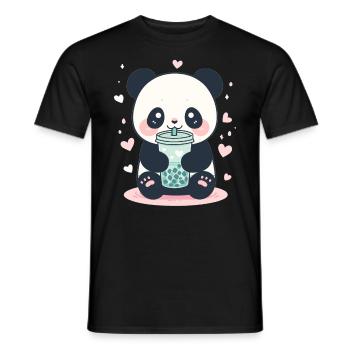 Kawaii Panda trinkt Boba Bubble Tea Chibi - Männer T-Shirt - Schwarz - Vorne - AI Model Male 178 light (178cm)