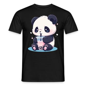 Kawaii Panda trinkt Boba Bubble Tea Chibi - Männer T-Shirt - Schwarz - Vorne - AI Model Male 178 light (178cm)