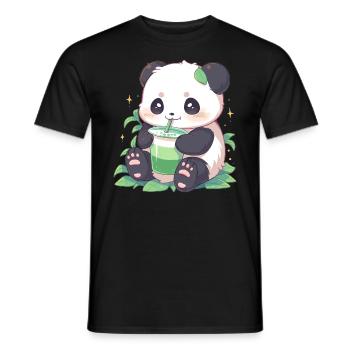 Kawaii Panda trinkt Boba Bubble Tea Chibi - Männer T-Shirt - Schwarz - Vorne - AI Model Male 178 light (178cm)