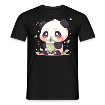 Kawaii Panda trinkt Boba Bubble Tea Chibi - Männer T-Shirt - Schwarz - Vorne - AI Model Male 178 light (178cm)