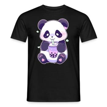 Kawaii Panda trinkt Boba Bubble Tea Chibi - Männer T-Shirt - Schwarz - Vorne - AI Model Male 178 light (178cm)
