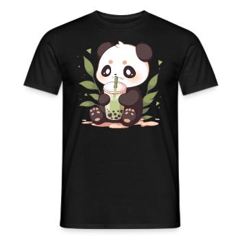Kawaii Panda trinkt Boba Bubble Tea Chibi - Männer T-Shirt - Schwarz - Vorne - AI Model Male 178 light (178cm)