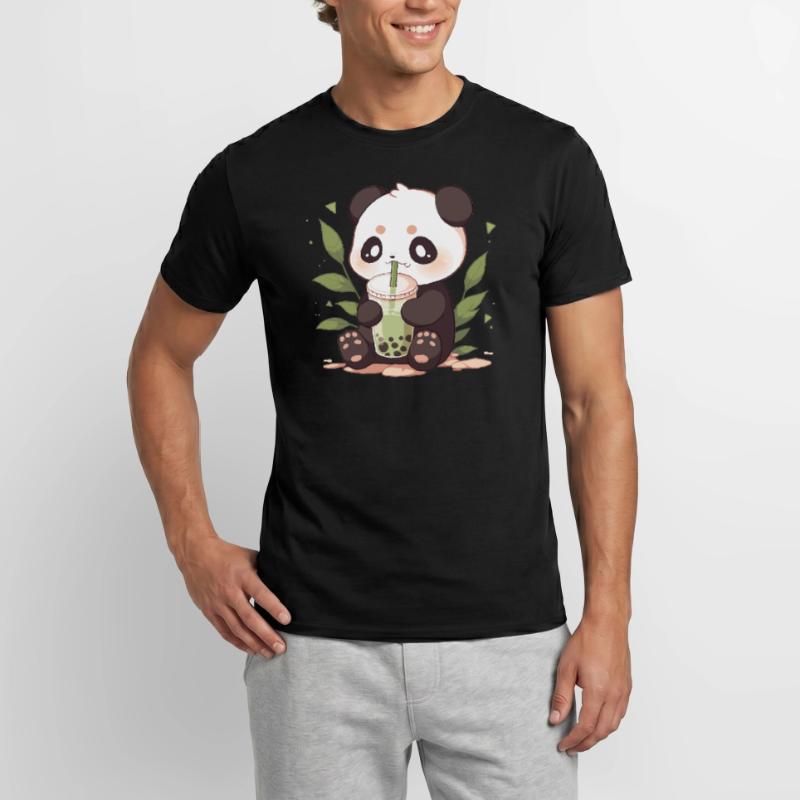 Kawaii Panda Drinks Boba Bubble Tea Chibi Men’s T-shirt