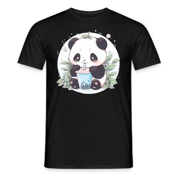 Kawaii Panda trinkt Boba Bubble Tea Chibi - Männer T-Shirt - Schwarz - Vorne - AI Model Male 178 light (178cm)