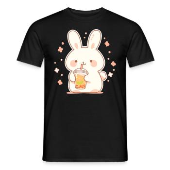 Kawaii Hase trinkt Boba Bubble Tea Chibi - Männer T-Shirt - Schwarz - Vorne - AI Model Male 178 light (178cm)