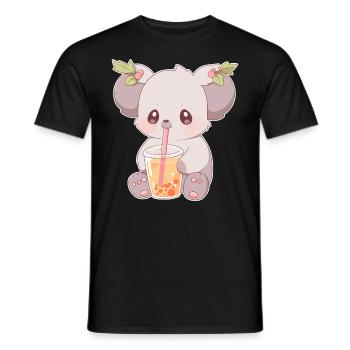 Kawaii Koala trinkt Boba Bubble Tea Chibi - Männer T-Shirt - Schwarz - Vorne - AI Model Male 178 light (178cm)