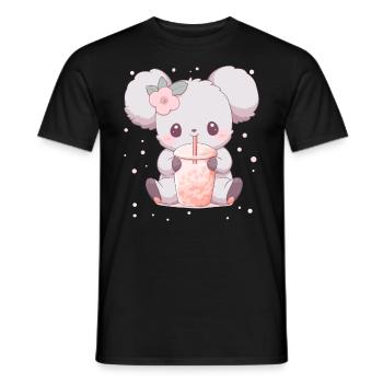 Kawaii Koala trinkt Boba Bubble Tea Chibi - Männer T-Shirt - Schwarz - Vorne - AI Model Male 178 light (178cm)