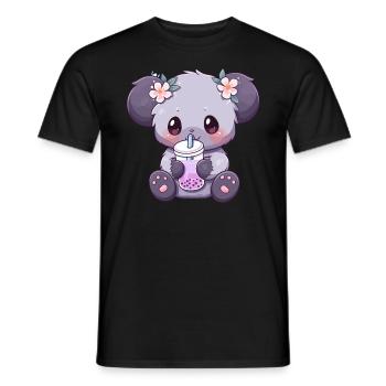 Kawaii Koala trinkt Boba Bubble Tea Chibi - Männer T-Shirt - Schwarz - Vorne - AI Model Male 178 light (178cm)