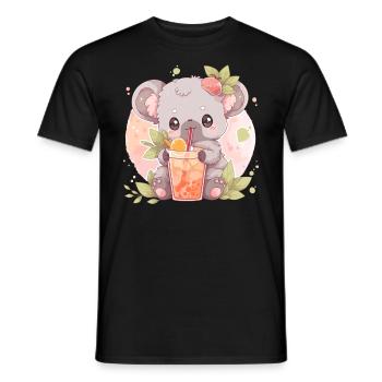 Kawaii Koala trinkt Boba Bubble Tea Chibi - Männer T-Shirt - Schwarz - Vorne - AI Model Male 178 light (178cm)