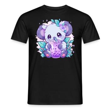 Kawaii Koala trinkt Boba Bubble Tea Chibi - Männer T-Shirt - Schwarz - Vorne - AI Model Male 178 light (178cm)