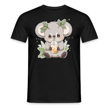 Kawaii Koala trinkt Boba Bubble Tea Chibi - Männer T-Shirt - Schwarz - Vorne - AI Model Male 178 light (178cm)