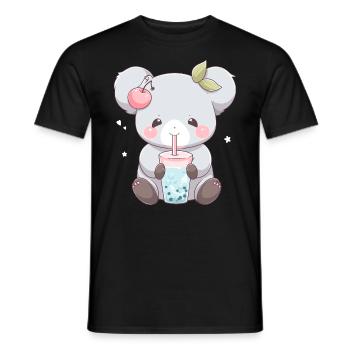 Kawaii Koala trinkt Boba Bubble Tea Chibi - Männer T-Shirt - Schwarz - Vorne - AI Model Male 178 light (178cm)