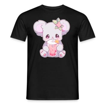 Kawaii Koala trinkt Boba Bubble Tea Chibi - Männer T-Shirt - Schwarz - Vorne - AI Model Male 178 light (178cm)