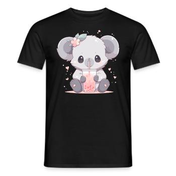 Kawaii Koala trinkt Boba Bubble Tea Chibi - Männer T-Shirt - Schwarz - Vorne - AI Model Male 178 light (178cm)