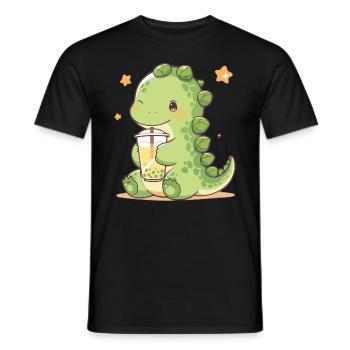 Kawaii Dinosaure Boissons Boba Bubble Tea Chibi - T-shirt homme - noir - Devant - AI Model Male 178 light (178cm)