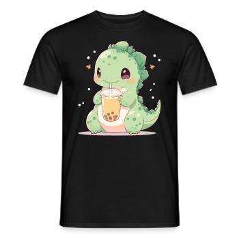 Kawaii Dinosaure Boissons Boba Bubble Tea Chibi - T-shirt homme - noir - Devant - AI Model Male 178 light (178cm)