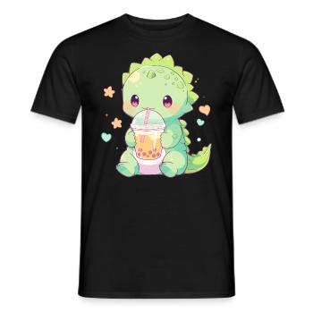 Kawaii Dinosaure Boissons Boba Bubble Tea Chibi - T-shirt homme - noir - Devant - AI Model Male 178 light (178cm)
