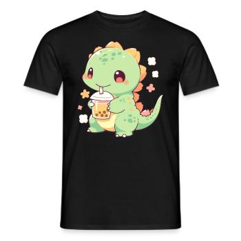Kawaii Dinosaure Boissons Boba Bubble Tea Chibi - T-shirt homme - noir - Devant - AI Model Male 178 light (178cm)