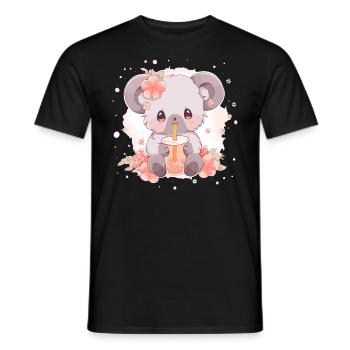Kawaii Koala trinkt Boba Bubble Tea Chibi - Männer T-Shirt - Schwarz - Vorne - AI Model Male 178 light (178cm)