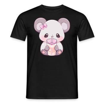 Kawaii Koala trinkt Boba Bubble Tea Chibi - Männer T-Shirt - Schwarz - Vorne - AI Model Male 178 light (178cm)