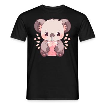 Kawaii Koala trinkt Boba Bubble Tea Chibi - Männer T-Shirt - Schwarz - Vorne - AI Model Male 178 light (178cm)