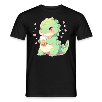 Kawaii Dinosaure Boissons Boba Bubble Tea Chibi - T-shirt homme - noir - Devant - AI Model Male 178 light (178cm)