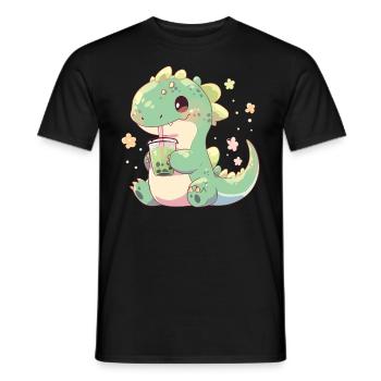 Kawaii Dinosaure Boissons Boba Bubble Tea Chibi - T-shirt homme - noir - Devant - AI Model Male 178 light (178cm)