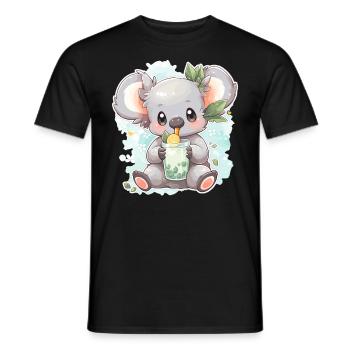 Kawaii Koala trinkt Boba Bubble Tea Chibi - Männer T-Shirt - Schwarz - Vorne - AI Model Male 178 light (178cm)