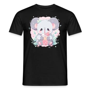 Kawaii Koala trinkt Boba Bubble Tea Chibi - Männer T-Shirt - Schwarz - Vorne - AI Model Male 178 light (178cm)