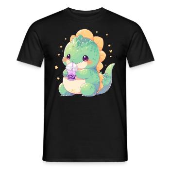 Kawaii Dinosaure Boissons Boba Bubble Tea Chibi - T-shirt homme - noir - Devant - AI Model Male 178 light (178cm)