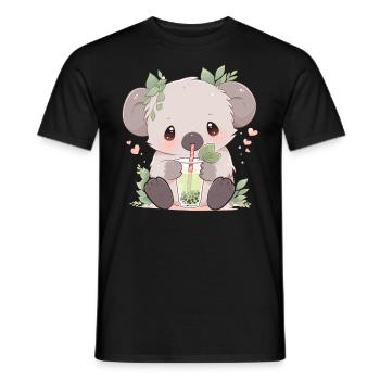Kawaii Koala trinkt Boba Bubble Tea Chibi - Männer T-Shirt - Schwarz - Vorne - AI Model Male 178 light (178cm)