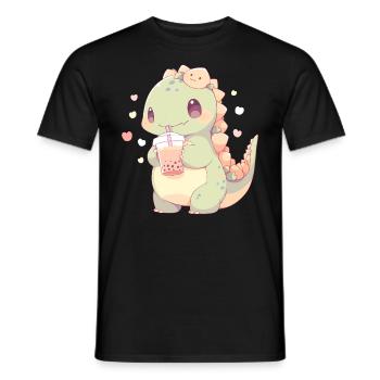 Kawaii Dinosaure Boissons Boba Bubble Tea Chibi - T-shirt homme - noir - Devant - AI Model Male 178 light (178cm)