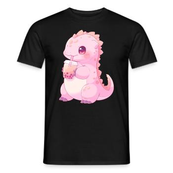 Kawaii Dinosaure Boissons Boba Bubble Tea Chibi - T-shirt homme - noir - Devant - AI Model Male 178 light (178cm)