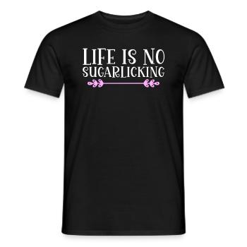 Life is no sugarlicking. Denglish - Men's T-Shirt - black - Front - AI Model Male 178 light (178cm)