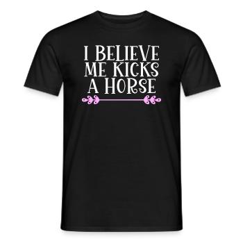 I believe me kicks a horse Denglisch - Männer T-Shirt - Schwarz - Vorne - AI Model Male 178 light (178cm)