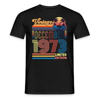 Birthday December 1973. December 1973 gift. - Men's T-Shirt - black - Front - AI Model Male 178 light (178cm)