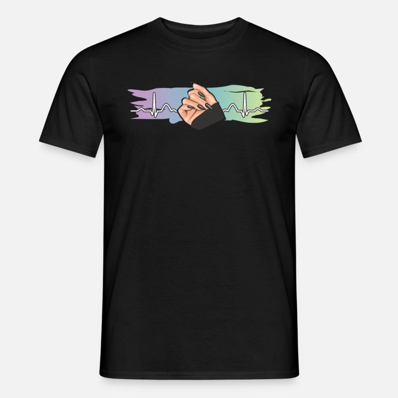 Heartbeat Naildesign Nagelstudio Tech - Männer T-Shirt - Schwarz