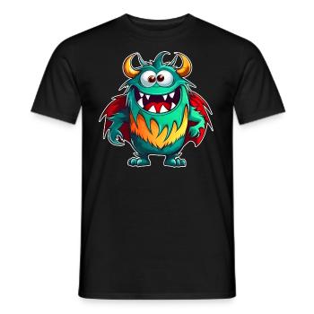 Monstre rieur mignon avec cape de super-héros - T-shirt homme - noir - Devant - AI Model Male 178 light (178cm)