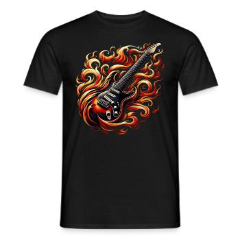 Guitare électrique avec flammes - Heavy Metal - T-shirt homme - noir - Devant - AI Model Male 178 light (178cm)